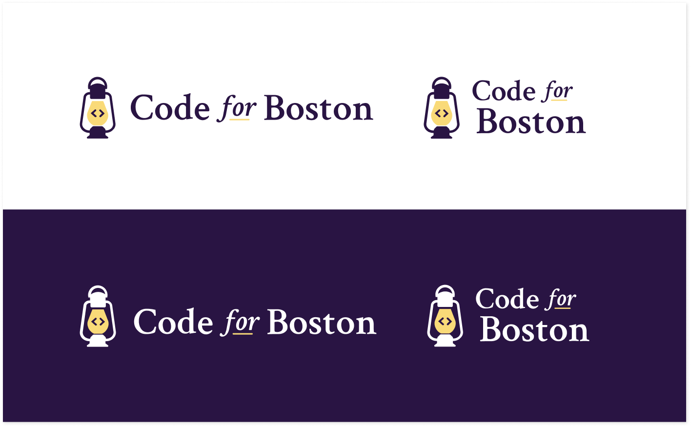 Code for Boston logo on white and dark plum backgrounds